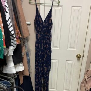 Kaileigh Dark Blue Paisley Jumpsuit